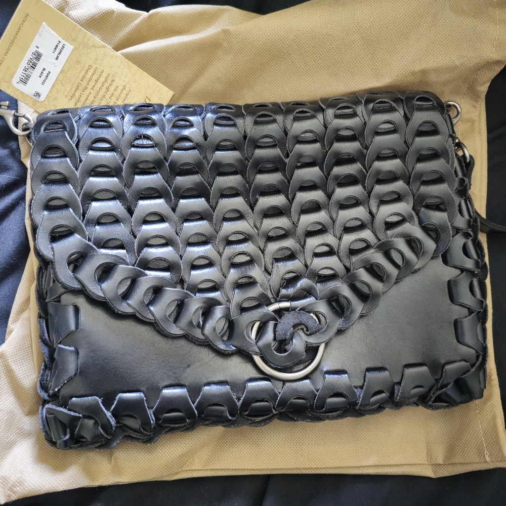 Patricia Nash Black All Leather Crossbody Bag